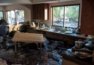 A kitchen in a home on Glen Oaks Road damaged by mudslides in Montecito, California, U.S., January 10, 2018.