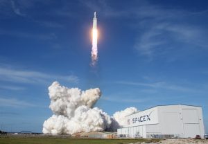A SpaceX Falcon Heavy rocket lifts off from historic launch pad 39-A at the Kennedy Space Center in Cape Canaveral, Florida, U.S., February 6, 2018.