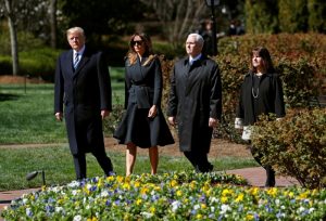 U.S. President Donald Trump, first lady Melania Trump, Vice President Mike Pence and Karen Pence attend the funeral of Rev. Billy Graham in Charlotte, North Carolina, U.S. March 2, 2018. REUTERS/Kevin Lamarque