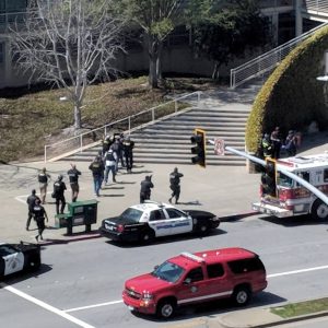 The scenes following a possible shooting at the headquarters of YouTube in San Bruno, California, U.S., April 3, 2018 in this picture obtained from social media. GRAEME MACDONALD/via REUTERS
