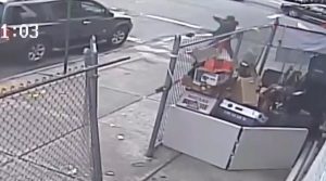 Saheed Vassell points a metal pipe before being shot to death by police in Brooklyn April 4, 2018, in a still image from surveillance video released by the New York Police Department in New York City, New York, U.S. on April 5, 2018. NYPD/Handout via REUTERS