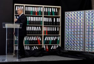 Israeli Prime minister Benjamin Netanyahu speaks during a news conference at the Ministry of Defence in Tel Aviv, Israel April 30, 2018. REUTERS/ Amir Cohen
