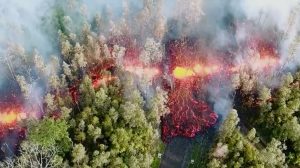 Lava emerges from the ground after Kilauea Volcano erupted, on Hawaii's Big Island May 3, 2018, in this still image taken from video obtained from social media. Jeremiah Osuna/via REUTERS