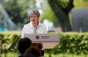 FILE PHOTO: Britain's Prime Minister, Theresa May, speaks on science and the Industrial Strategy at Jodrell Bank in Macclesfield, Britain May 21, 2018. REUTERS/Darren Staples/Pool/File Photo