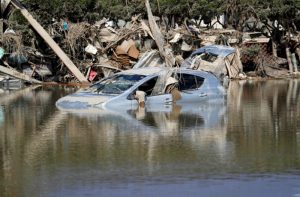 A submerged Toyota Motor's car is seen in a flooded area in Mabi town in Kurashiki, Okayama Prefecture, Japan, July 9, 2018. REUTERS/Issei Kato