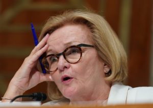 FILE PHOTO - Senate Homeland Security and Governmental Affairs Committee ranking member Claire McCaskill (D-MO) questions Department of Homeland Security Secretary Kirstjen Nielsen during a Senate Homeland Security and Governmental Affairs Committee hearing on "Authorities and Resources Needed to Protect and Secure the United States," on Capitol Hill in Washington, DC, U.S., May 15, 2018. REUTERS/Erin Schaff
