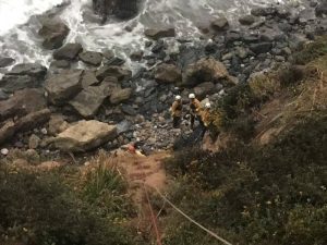 Angela Hernandez is found at the bottom of a cliff in Monterey County, California, July 13, 2018, in picture obtained via social media. Picture taken July 13, 2018. Monterey County Sheriff's Office/via REUTERS