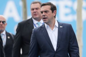 Greek Prime Minister Alexis Tsipras arrives for the second day of a NATO summit in Brussels, Belgium, July 12, 2018. Tatyana Zenkovich/Pool via REUTERS