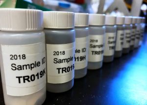 Lead samples line up ready for testing at the Lamont-Doherty Earth Observatory in Palisades, New York, U.S. March 29, 2018. Picture taken March 29, 2018. To match Special Report USA-MILITARY/HOUSING. REUTERS/Mike Wood