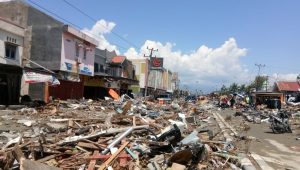 Debris is seen after an earthquake in Palu, Indonesia September 30, 2018 in this picture obtained from social media. PALANG MERAH INDONESIA/via REUTERS
