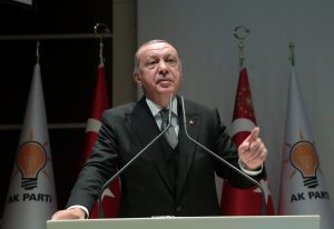 Turkish President Tayyip Erdogan speaks during a meeting of his ruling AK Party in Ankara, Turkey October 22, 2018. Murat Cetinmuhurdar/Presidential Press Office/Handout via REUTERS