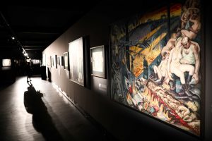 Paintings are pictured during the opening of an exhibition featuring works by David Olere, a prisoner in Auschwitz concentration camp, at the museum in Oswiecim, Poland October 30, 2018. Agencja Gazeta/Jakub Porzycki via REUTERS