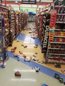 Earthquake damage is seen inside a store in Anchorage, Alaska, U.S. November 30, 2018 in this image obtained from social media. David Harper/via REUTERS
