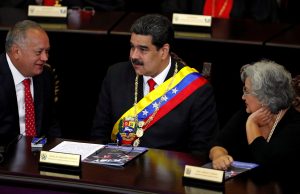 FILE PHOTO: Venezuela's President Nicolas Maduro sits between National Constituent Assembly (ANC) President Diosdado Cabello (L) and National Electoral Council (CNE) President Tibisay Lucena during a ceremony to mark the opening of the judicial year at the Supreme Court of Justice (TSJ), in Caracas, Venezuela, January 24, 2019. REUTERS/Carlos Garcia Rawlins/File Photo